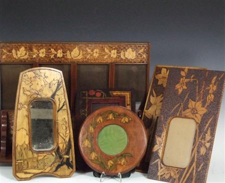 Appraisal: SCOTTISH ARTS CRAFTS COLLECTION OF PHOTO FRAMES CIRCA pokerwork and