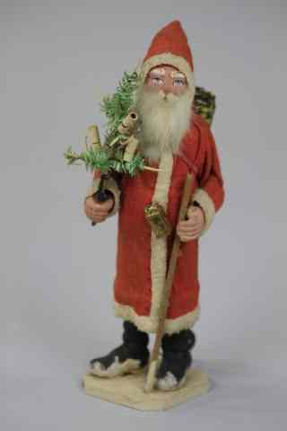 Appraisal: ELECTRIFIED FATHER CHRISTMAS CANDY CONTAINER Germany hand painted composition hands