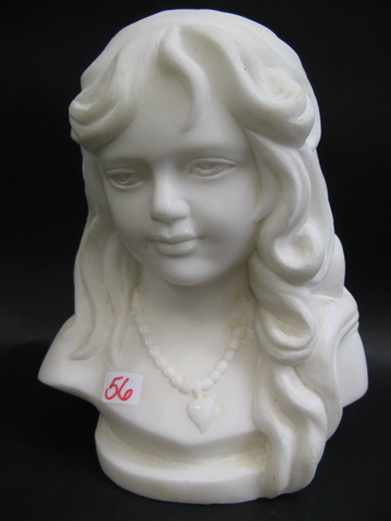 Appraisal: CARVED WHITE MARBLE BUST head and shoulders of a young