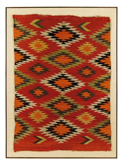 Appraisal: Navajo blanket circa late th century Mounted to linen covered