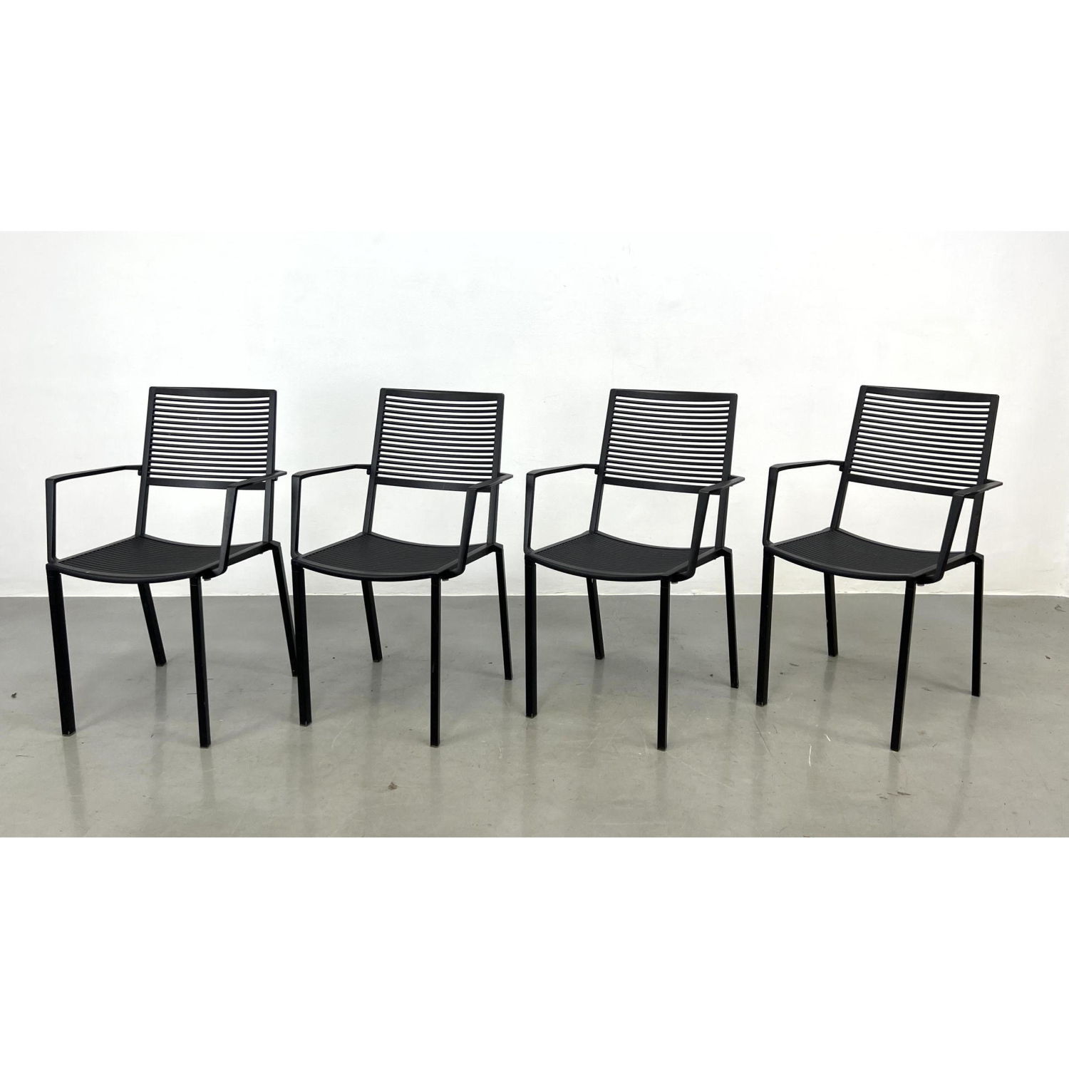 Appraisal: Set FAST made in Italy Arm Chairs thin Slat Design