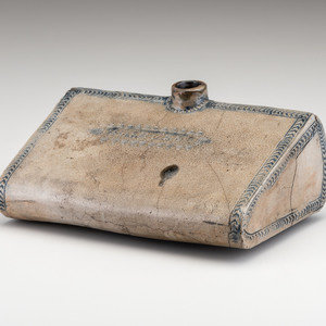 Appraisal: An Early Incised and Cobalt Decorated Stoneware Foot Warmer Ohio