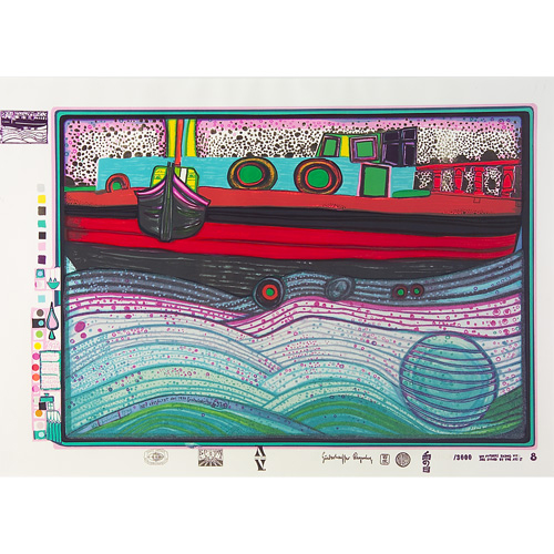 Appraisal: Friedensreich Hundertwasser Austrian - Regentag on Waves of Love -