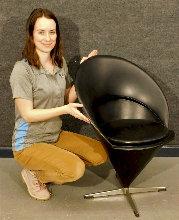 Appraisal: Original Panton Black Leatherette Cone Chair Vernor Panton Denmark -