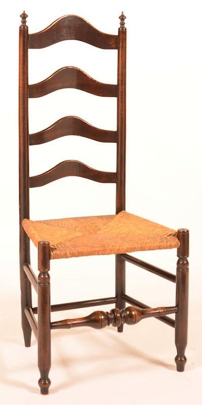 Appraisal: th Century Rush Seat Ladder Back Side Chair American th