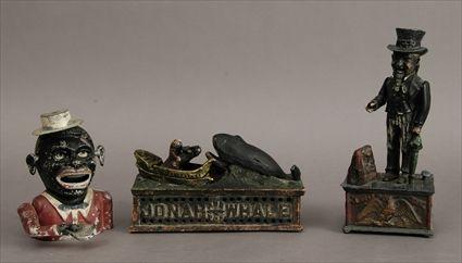 Appraisal: Three Painted Cast-Iron and Cast-Metal Mechanical Banks to in