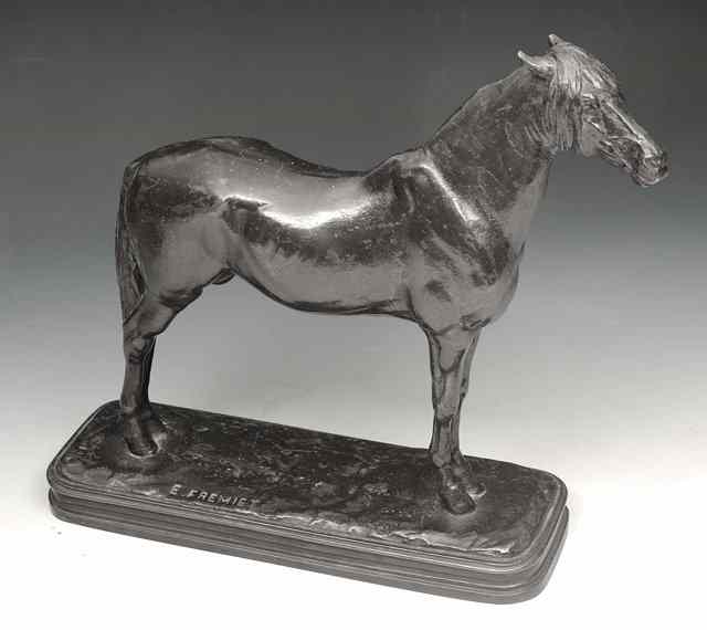 Appraisal: EMMANUEL FREMIET - A bronze study of a stallion with