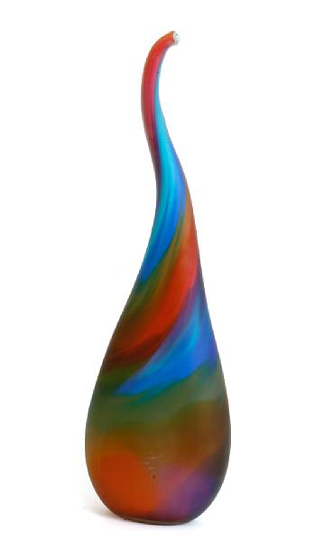 Appraisal: A multi-colored Art glass long neck bottle artist unkown blown