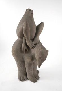 Appraisal: Robert Lockhart A modern cement sculpture depicting a monkey and