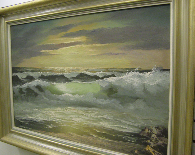 Appraisal: WAHR oil on canvas American th century Seascape with rocky