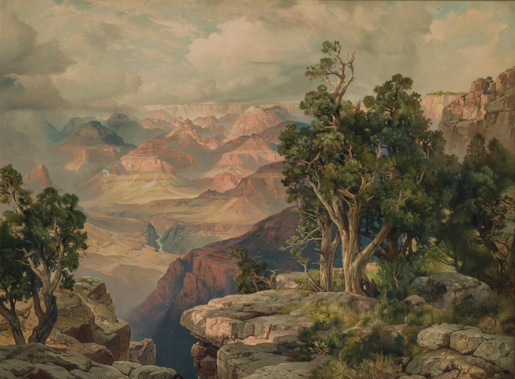 Appraisal: THOMAS MORAN American - Santa Fe Pullmans to the Rim