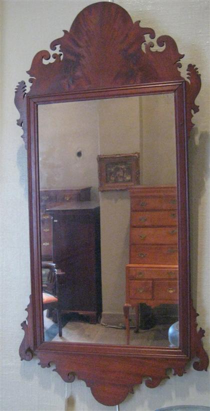 Appraisal: Late Chippendale mahogany looking glass th century Shaped and scalloped