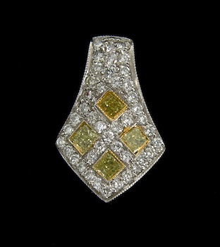 Appraisal: A Ladies' Yellow and White Diamond Pendant in k Gold