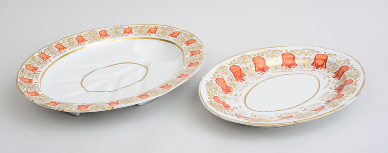 Appraisal: ENGLISH PORCELAIN FOOTED WELL-AND-TREE PLATTER AND A MATCHING OVAL PLATTER