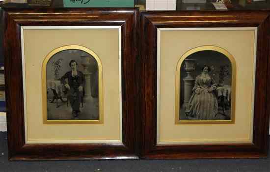 Appraisal: A pair of Victorian ambrotype portrait photographs of a husband