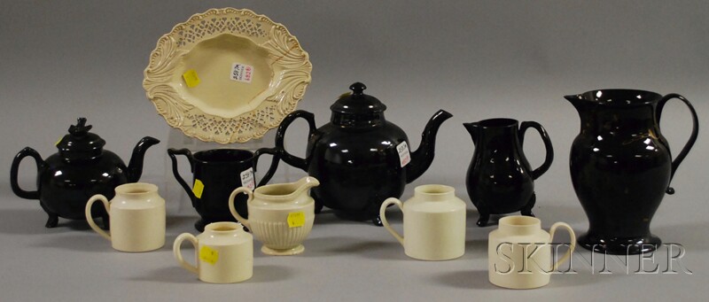 Appraisal: Five Pieces of Jackfield Tableware and Six Pieces of Creamware