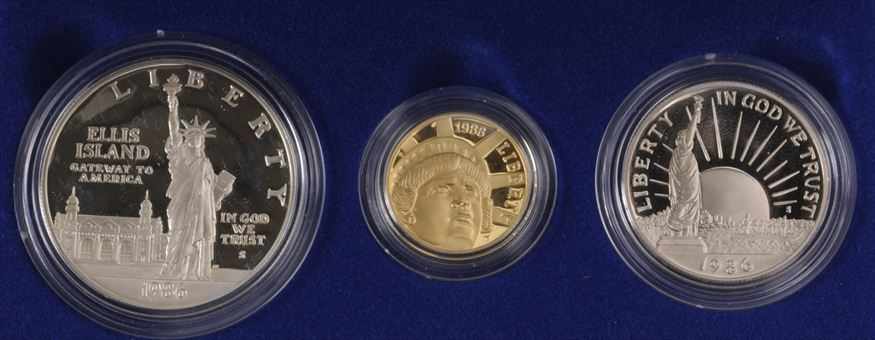 Appraisal: UNITED STATES STATUE OF LIBERTY THREE COIN PROOF SET As