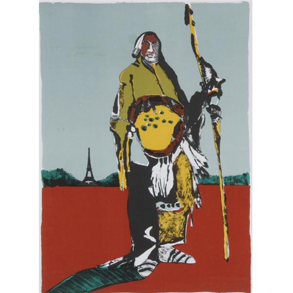 Appraisal: FRITZ SCHOLDER AMERICAN B STANDING NATIVE AMERICAN COLOR LITHOGRAPH POSTER