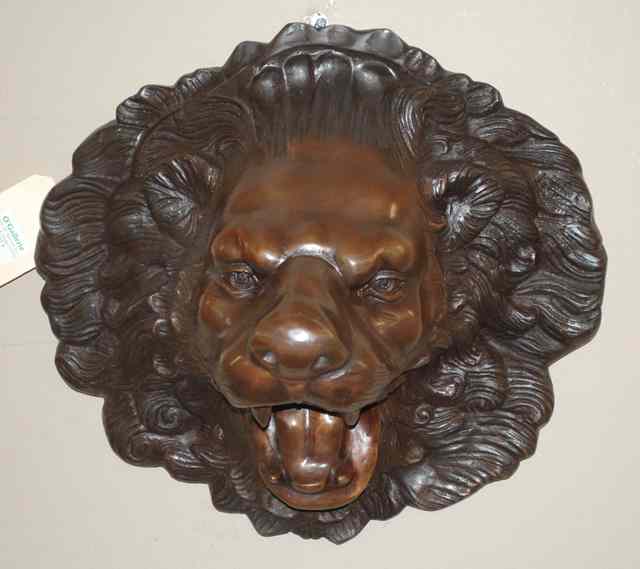 Appraisal: BRONZE LION MASK FOUNTAIN HEAD garden wall mount type the