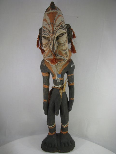 Appraisal: Primitive carved wood painted Sepik River nude male statue with