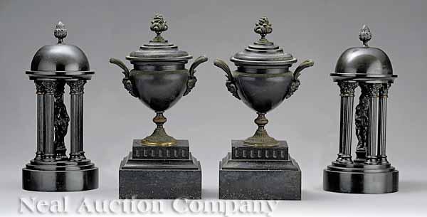 Appraisal: Four Grand Tour Patinated Bronzes th c one pair in