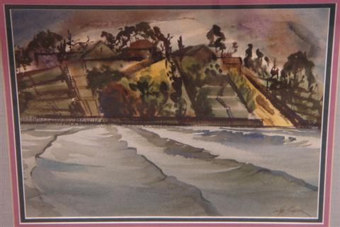 Appraisal: Hal Singer American th c w c waterfront landscape x