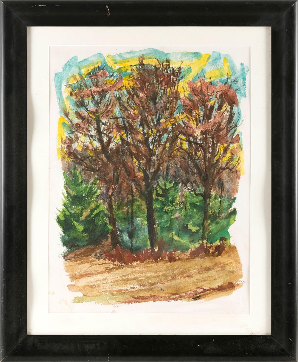 Appraisal: CHRIS RITTER KANSAS MAINE NEW YORK - FALL TREES WATERCOLOR