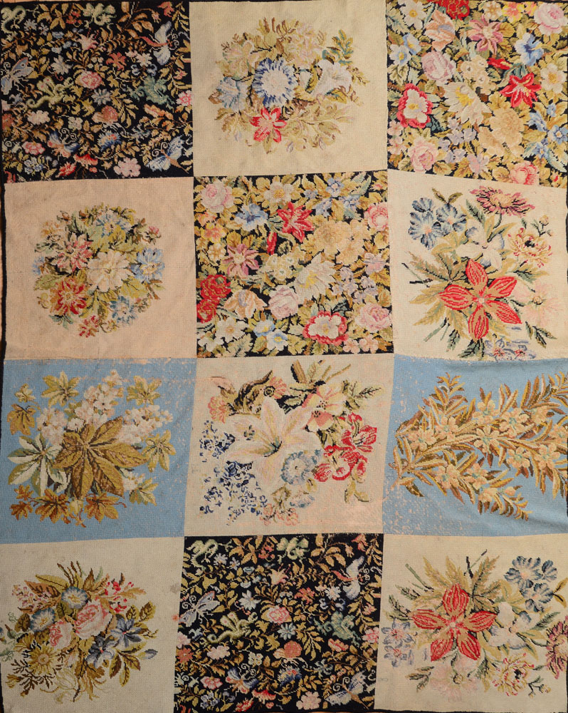 Appraisal: FLORAL PATCHWORK NEEDLEPOINT CARPET Unbacked ft ft in Property from