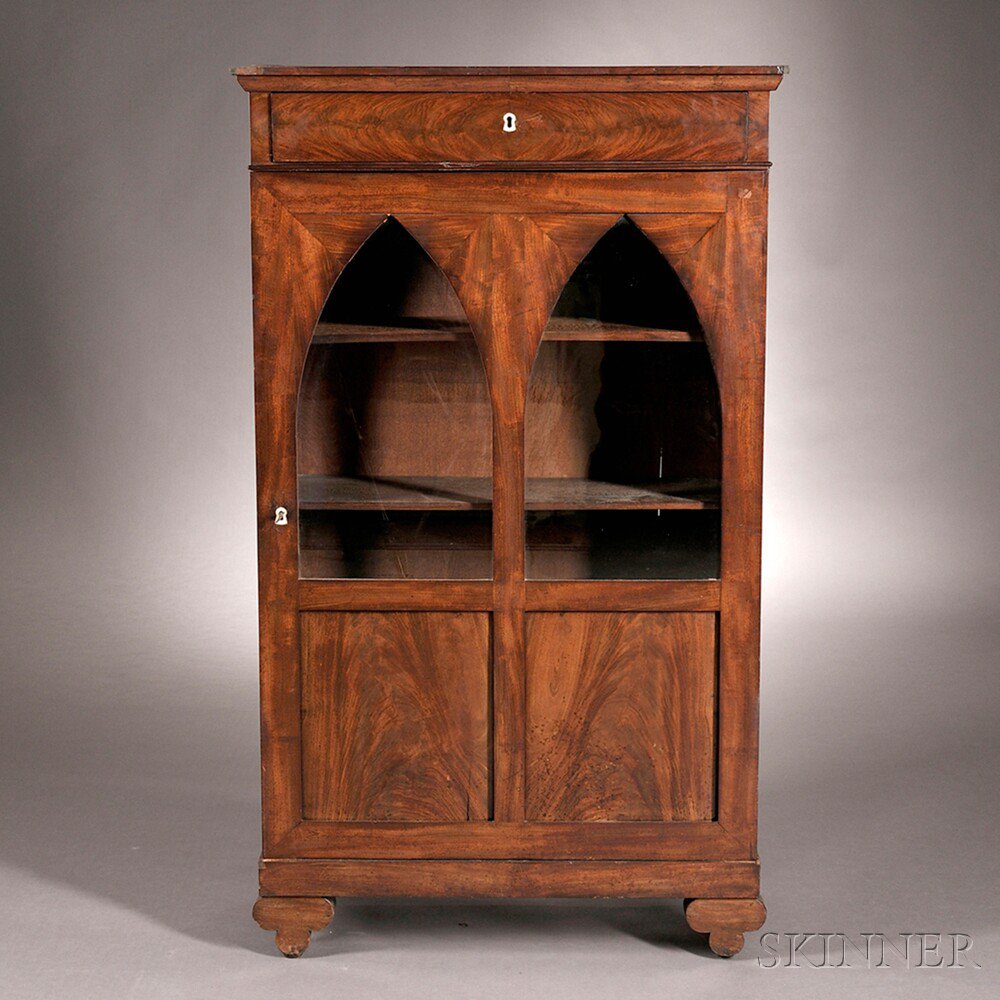 Appraisal: Gothic Revival Mahogany and Mahogany Veneer Cabinet early th century