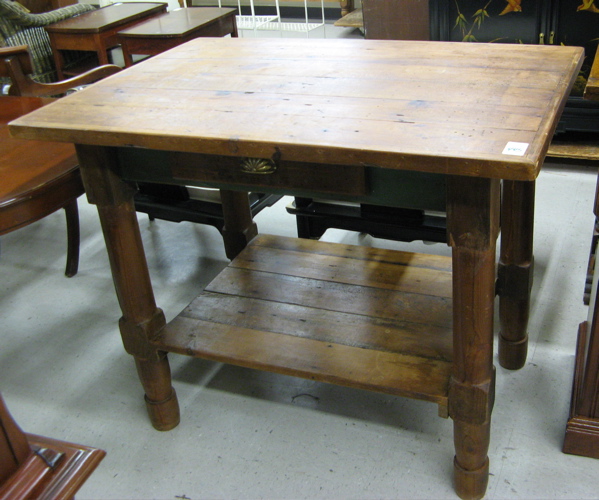 Appraisal: KITCHEN WORK TABLE American th century elements having a rectangular