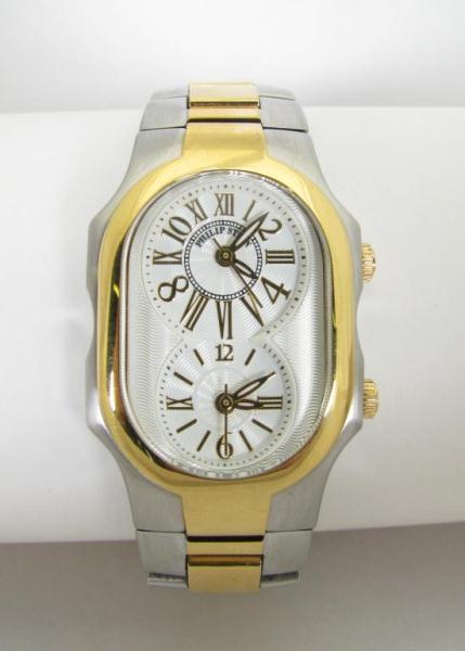 Appraisal: Philip Stein Signature collection Prestige Dual-Time wristwatch stainless and gold