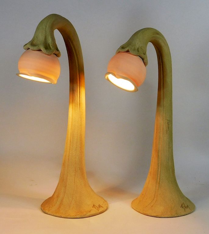 Appraisal: PR Doug Bloom Contemporary Pottery Lily Light Lamp United States