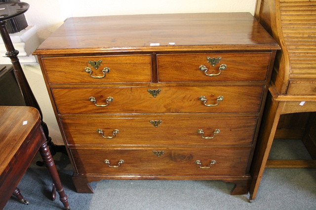 Appraisal: A TH CENTURY MAHOGANY STRAIGHT FRONT CHEST of two short