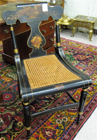 Appraisal: ANTIQUE ROCKER AND HITCHCOCK SIDE CHAIR American th century The