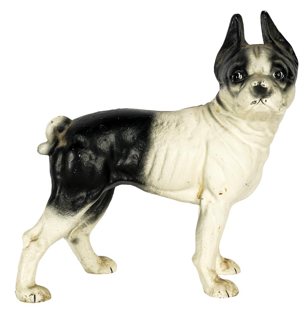 Appraisal: PAINTED IRON DOG DOOR STOPunmarked modeled as a Boston terrier