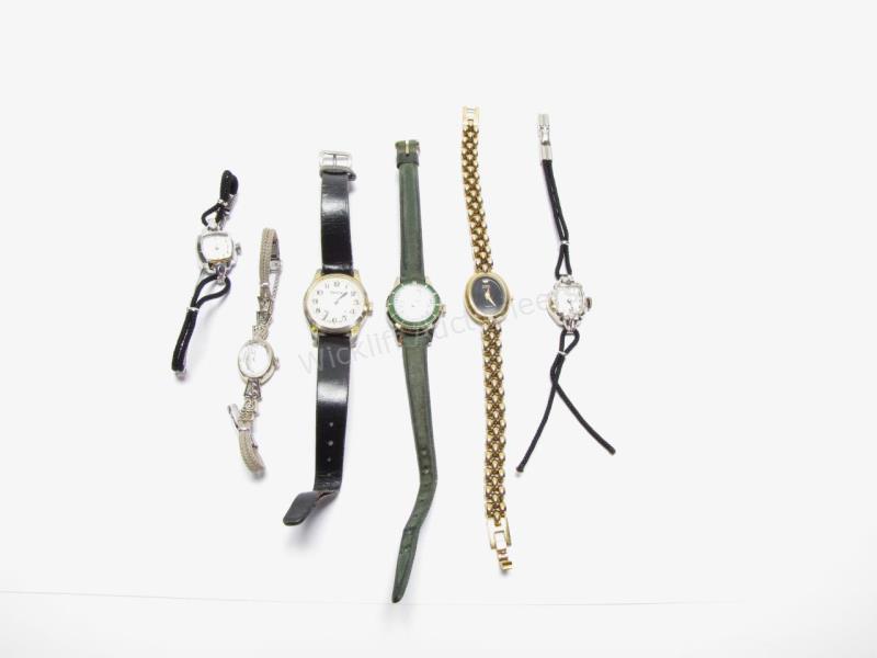 Appraisal: Six wristwatches including Anne Klein gold plate Gisa green bezel