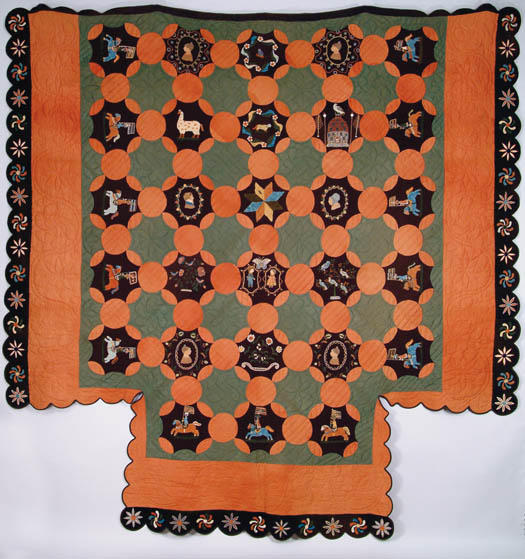 Appraisal: THE FINEST NEEDLEWORK EMBROIDERED WOOL QUILT KNOWN PAUL FAMILY CIRCA