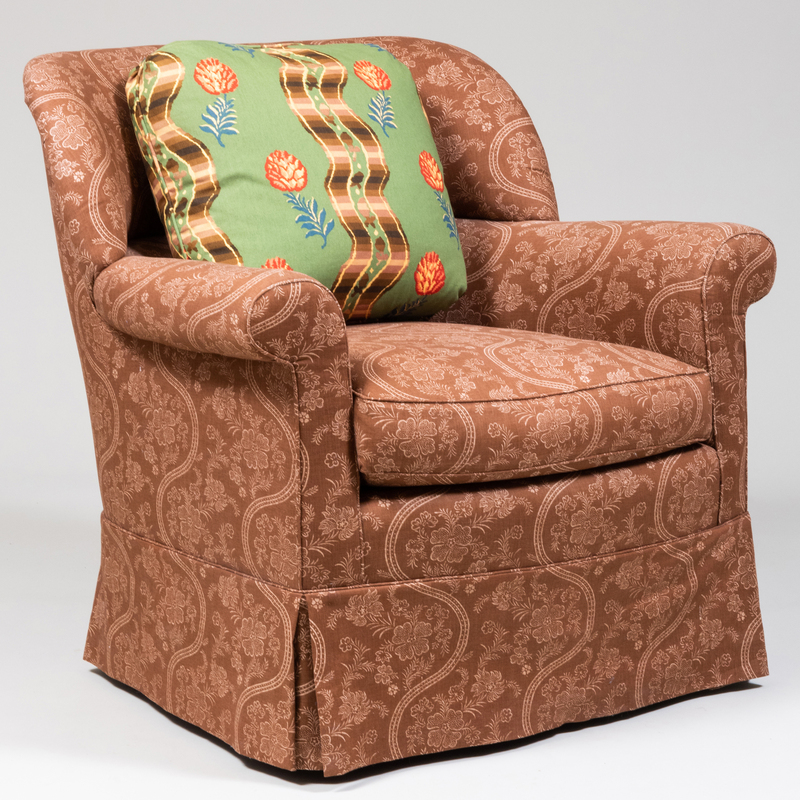 Appraisal: Contemporary Upholstered Swivel Club Chair Together with a pillow x