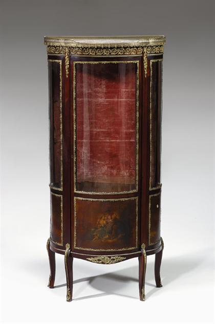 Appraisal: Louis XV style mahogany and brass mounted vitrine The inset