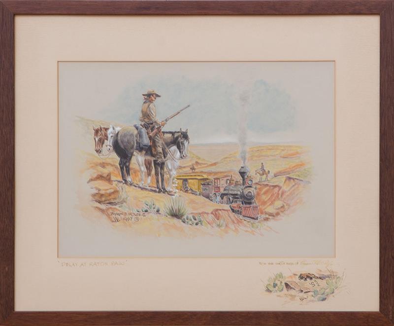 Appraisal: BYRON WOLFE - DELAY AT RATON PASS Watercolor with gouache