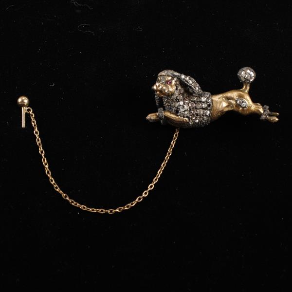 Appraisal: Retro two tone k gold solid figural poodle dog pin