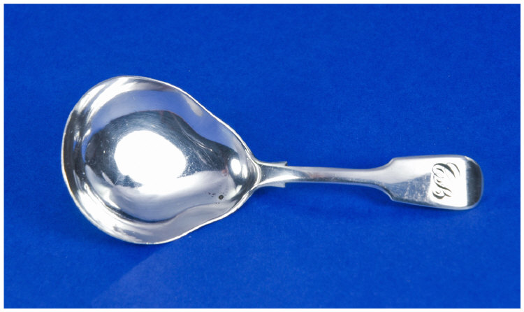 Appraisal: Silver Caddy Spoon Fiddle Pattern Pear Shaped Bowl Fully Hallmarked