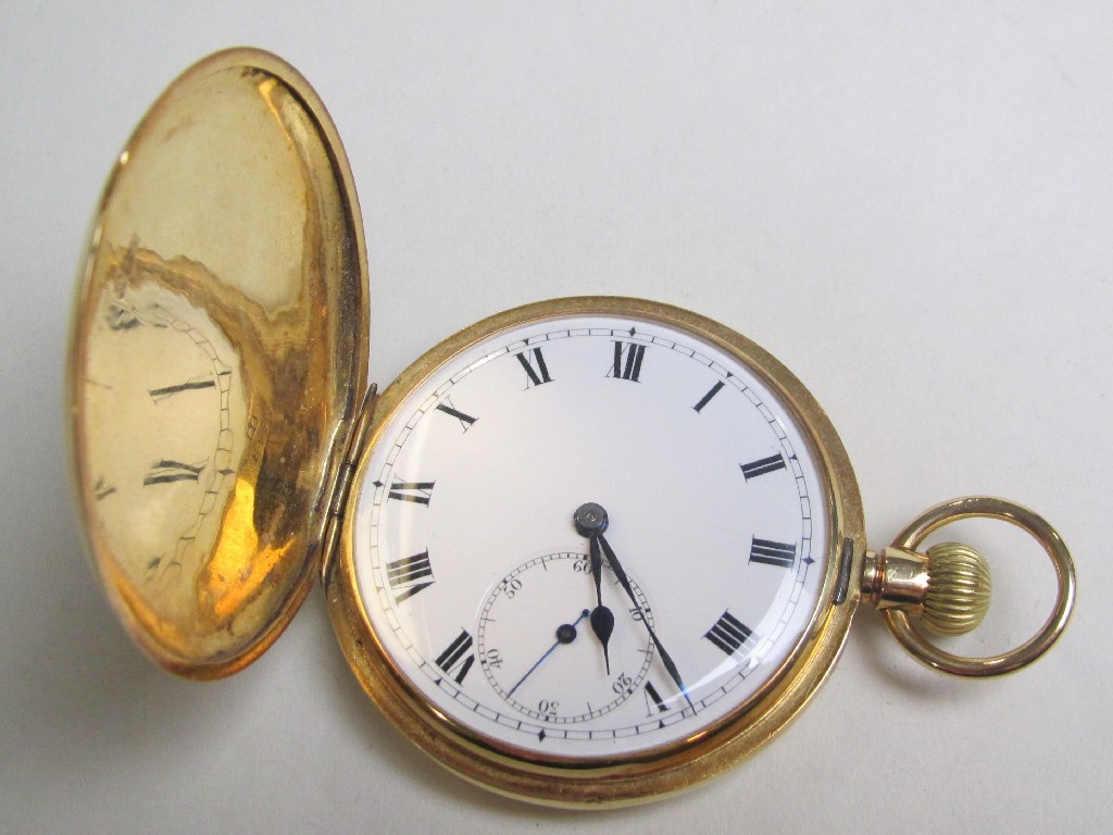 Appraisal: Eighteen carat gold full hunter top wind pocket watch with