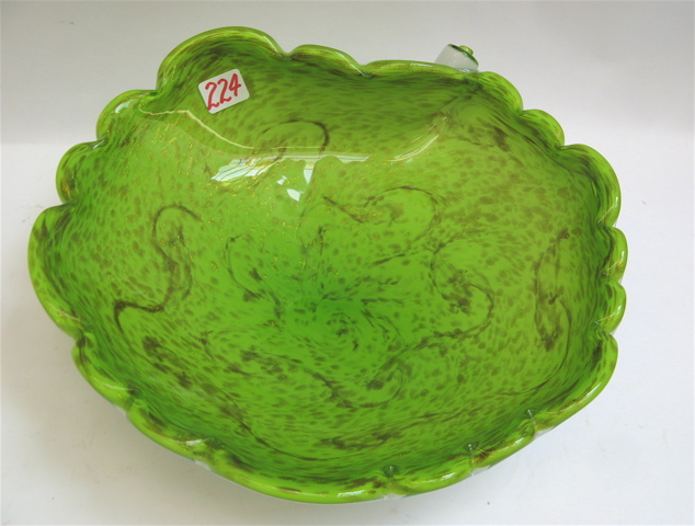 Appraisal: MURANO ART GLASS CENTER BOWL having a scalloped border with