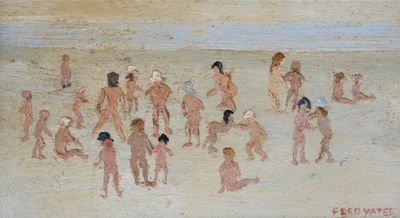 Appraisal: Fred Yates b Numerous figures on a beach Signed Oil