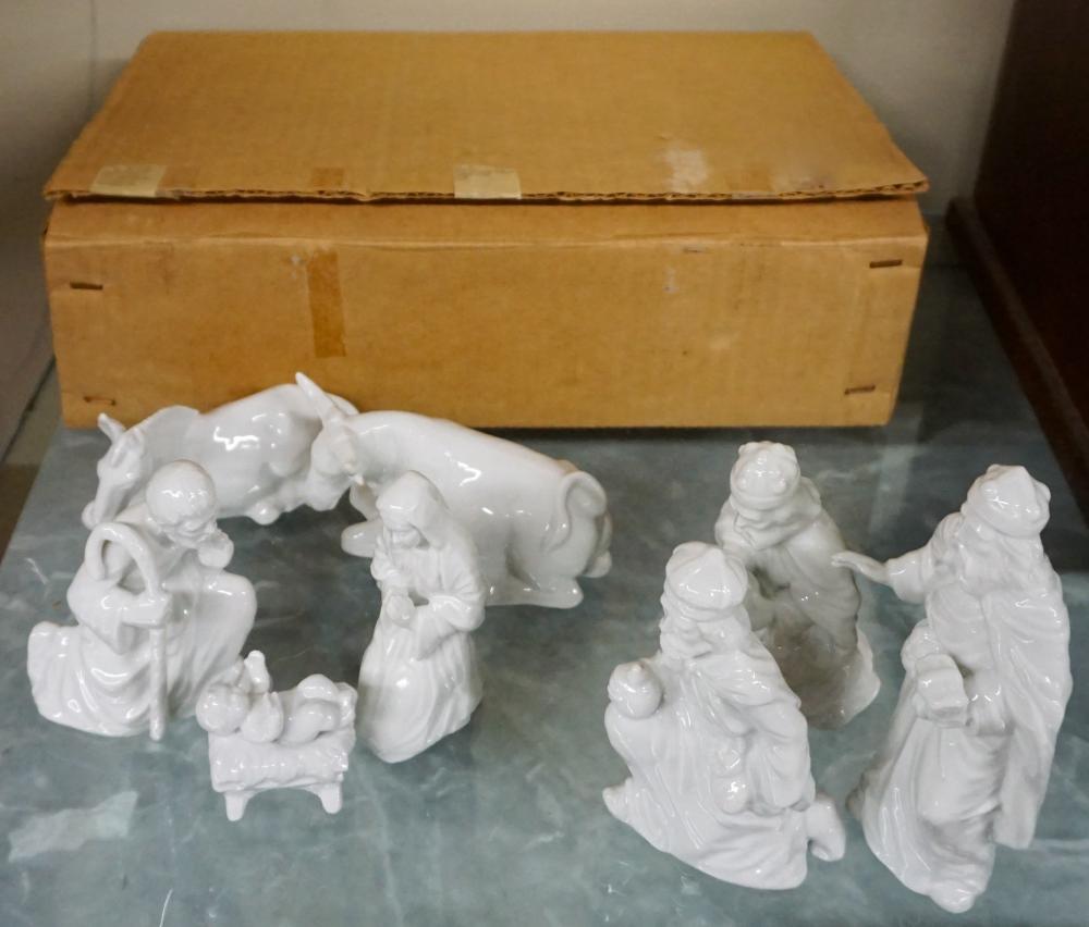 Appraisal: WHITE GLAZED PORCELAIN NATIVITY SETWhite Glazed Porcelain Nativity Set