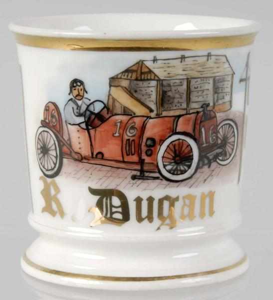 Appraisal: Race Car Driver Shaving Mug Description Gilt name R Dugan