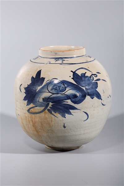 Appraisal: Large and heavy Korean blue and white porcelain jar with