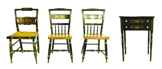 Appraisal: Four pieces of Reproduction Hitchcock furniture including two side chairs