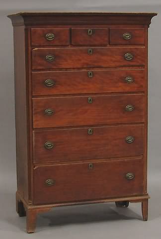 Appraisal: Cove-molded cornice small drawers outer drawers with Quaker locks wide